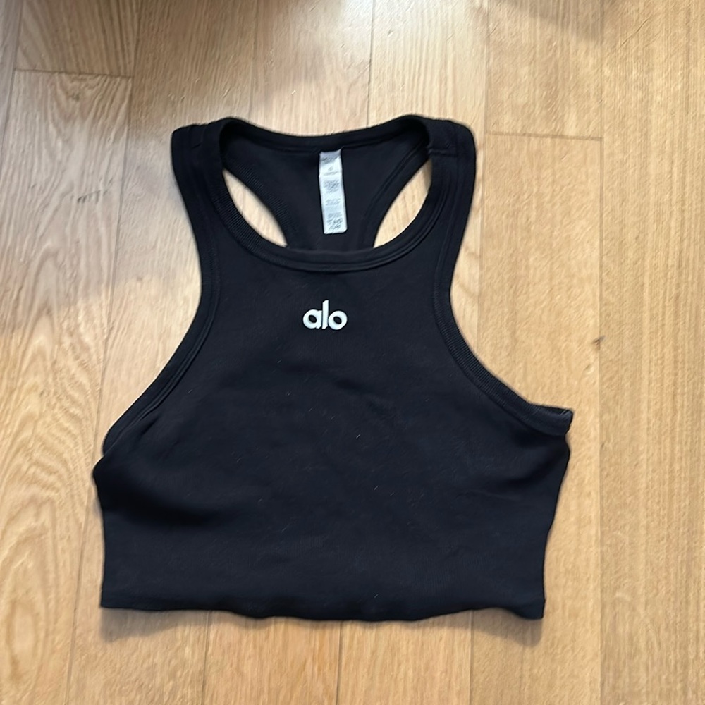 Alo Yoga Aspire Tank Top Black & White Logo Size S
